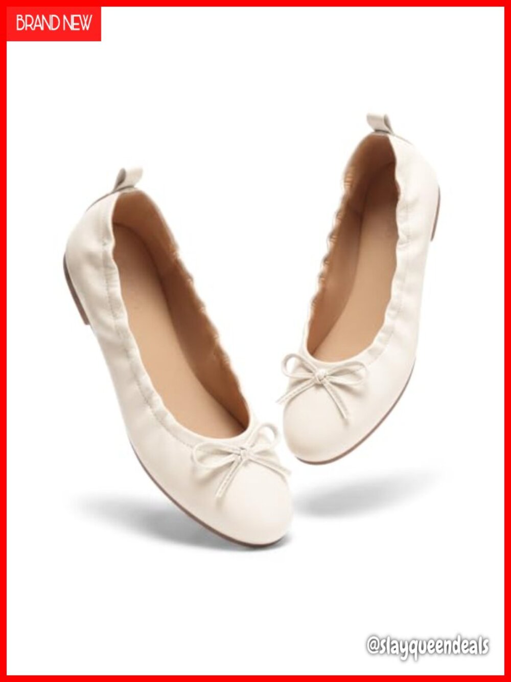 Ballet Flats, Bow Round Toe Slip On Dress Shoes Comfortable for Work Casual